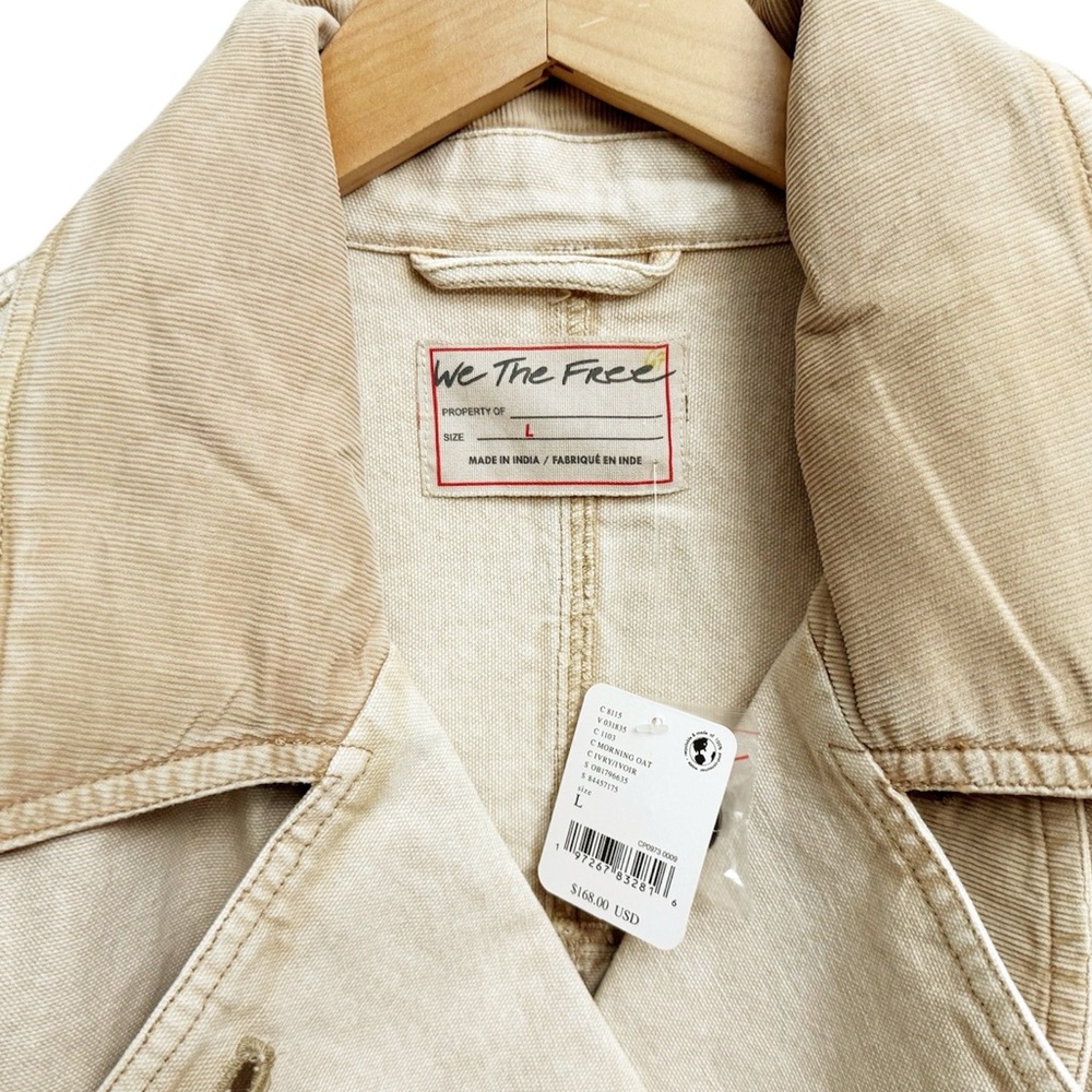 NWT Free People Viva Surplus Peacoat Cropped Trench Jacket Morning Oat - Picture 5 of 7